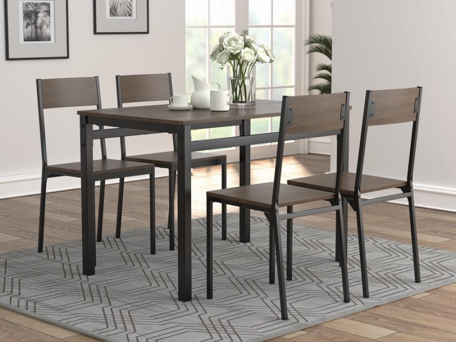 5-Piece Dining Set Ark Brown And Matte Black - HER Home Design Boutique